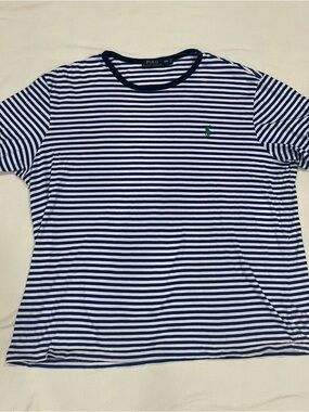 Ralph Lauren Polo Cotton Blue White Striped T-Shirt Mens Size 2XL